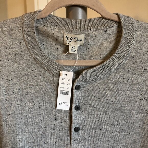 Knit for J. Crew Hanley Sweater Size Mens XL Silk Cotton Blend Light Grey - Picture 2 of 16